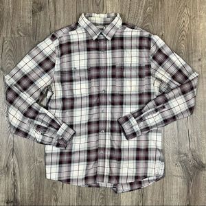 converse plaid white and Burgandy men's button down shirt